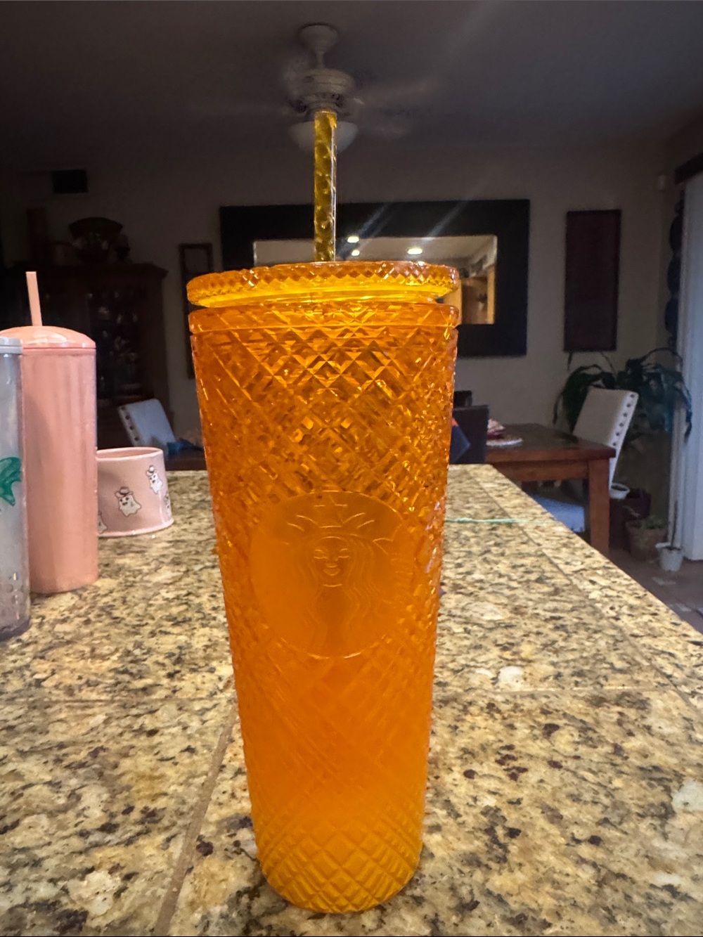 Starbucks Orange Textured Reusable Tumbler with Straw